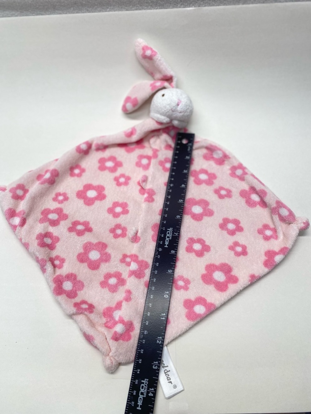 Angel Dear Bunny Rabbit Lovey Pink White Flowers Security Blanket Baby Cuddle - Picture 9 of 10